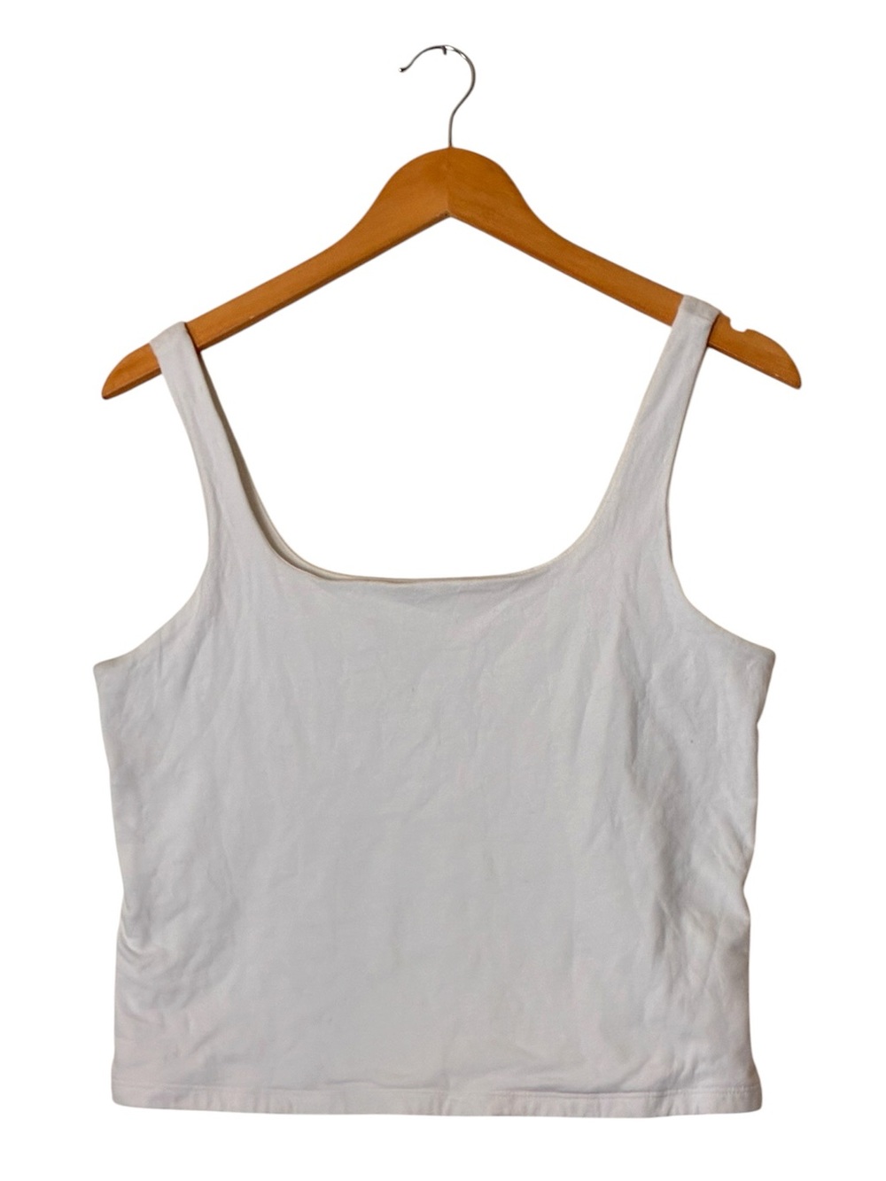 A New Day | White square neck basic cotton tank top size medium